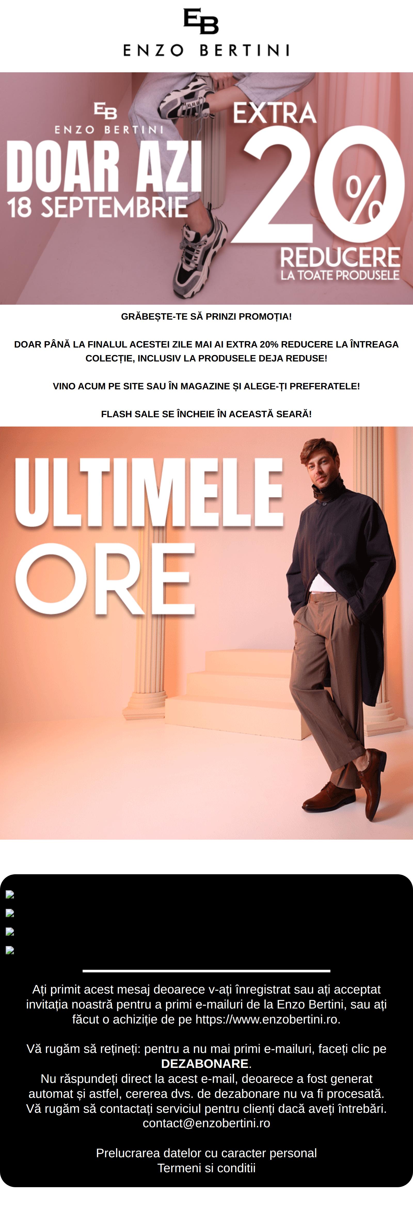 ❗⚡FLASH SALE❗⚡ Ultimele ORE! Profită acum de EXTRA 20% REDUCERE la toate brandurile!